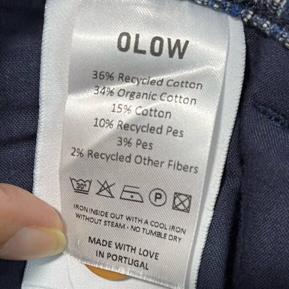 Olow Men’s Blue Textured Elastic Waist Pants Size 36 Made in Portugal - Picture 3 of 9